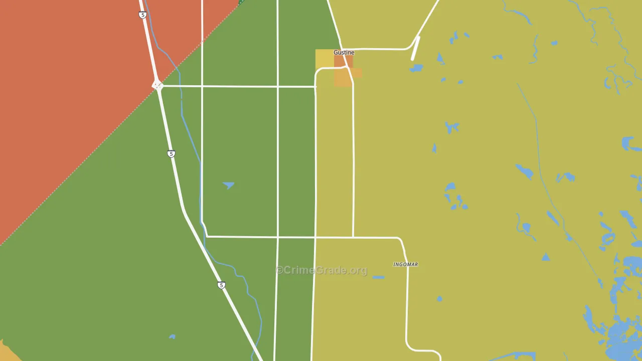 Gustine, CA Map of Drug-Related Crime Rates