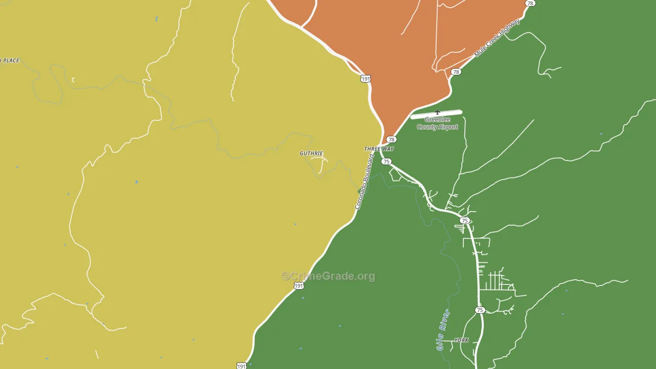 Guthrie, AZ Map of Drug-Related Crime Rates