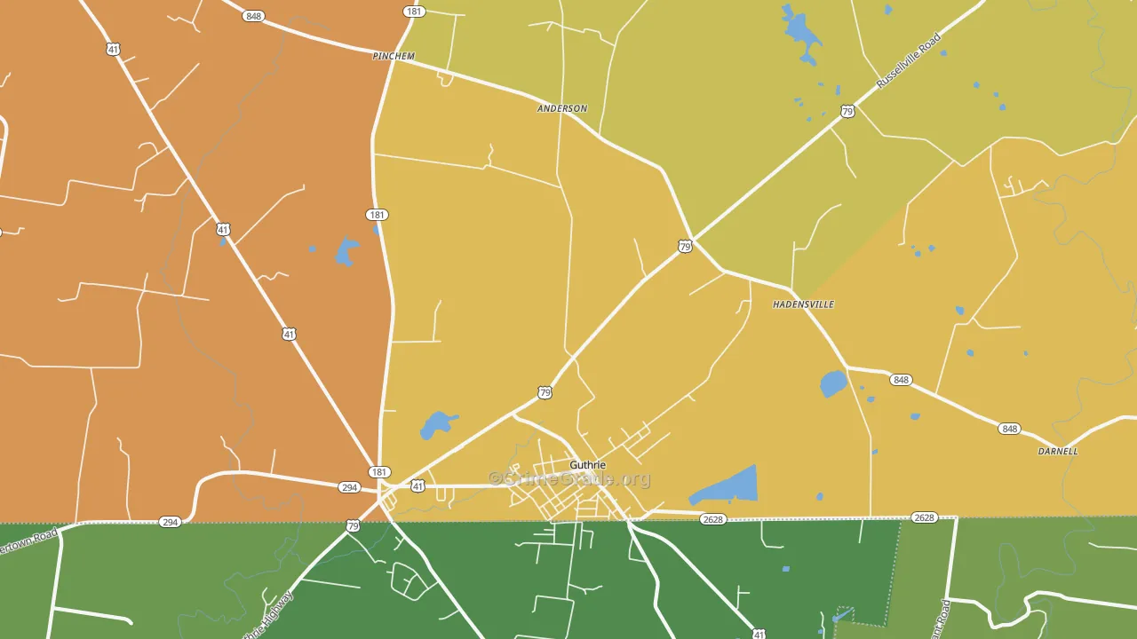 Guthrie, KY Map of Drug-Related Crime Rates
