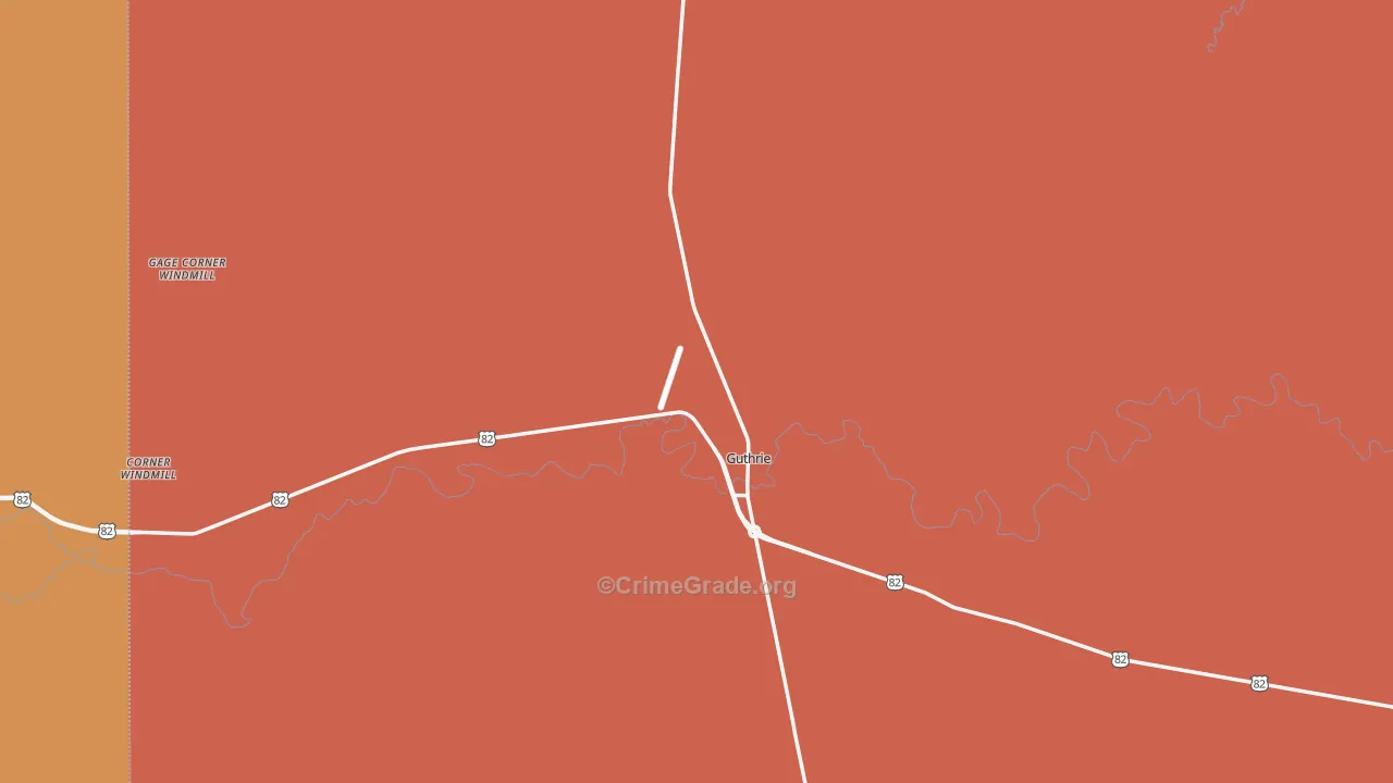 Guthrie, TX Map of Drug-Related Crime Rates