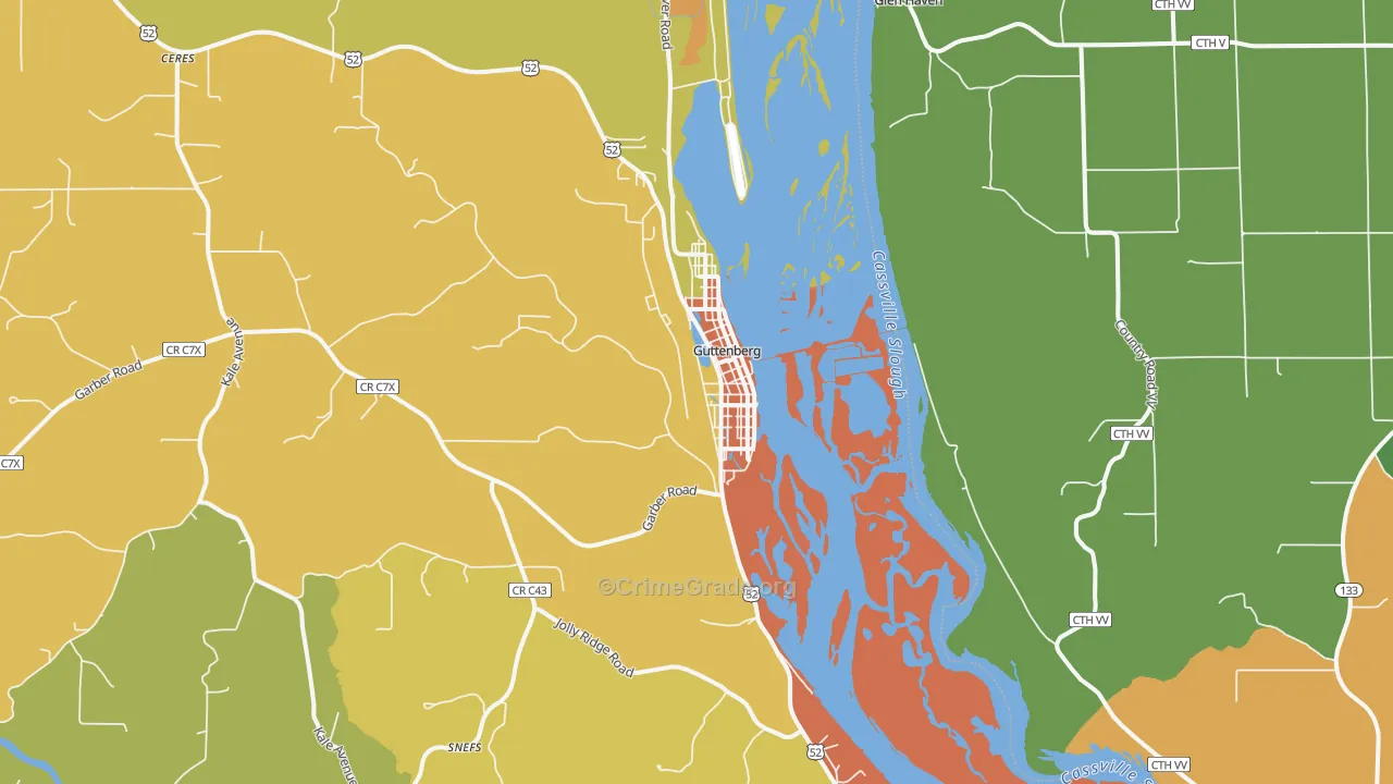 Guttenberg, IA Map of Drug-Related Crime Rates