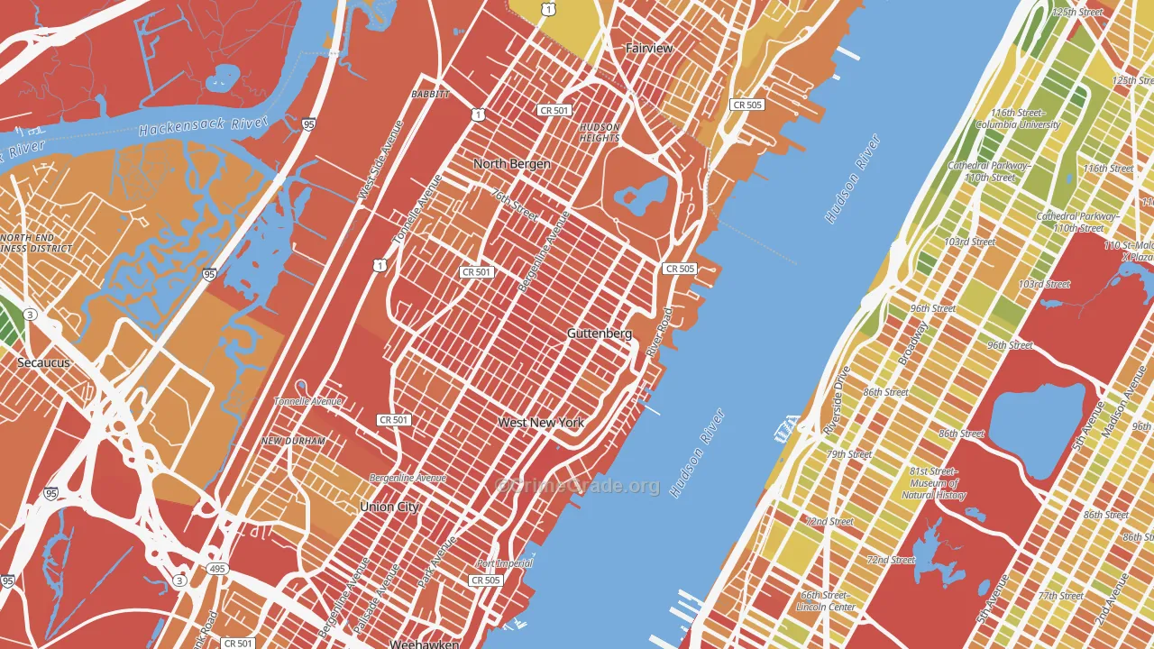 Guttenberg, NJ Map of Drug-Related Crime Rates