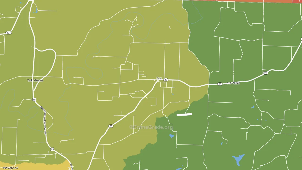 Guy, AR Map of Drug-Related Crime Rates