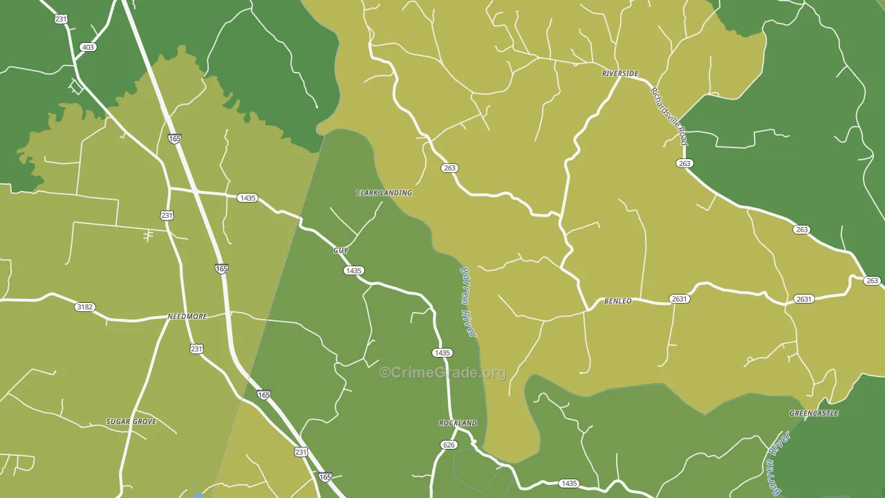 Guy, KY Map of Drug-Related Crime Rates