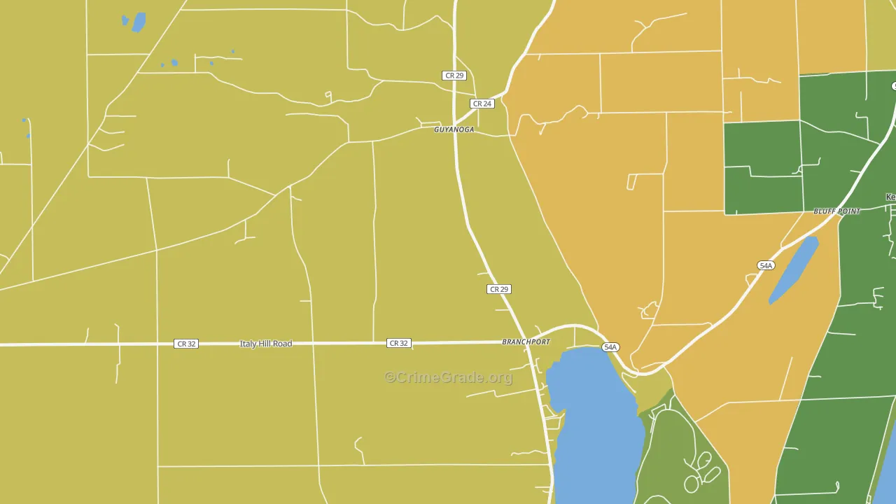 Guyanoga, NY Map of Drug-Related Crime Rates