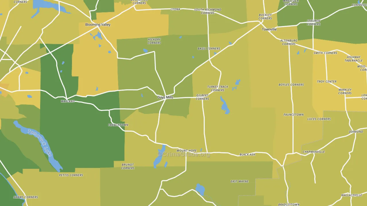 Guys Mills, PA Map of Drug-Related Crime Rates