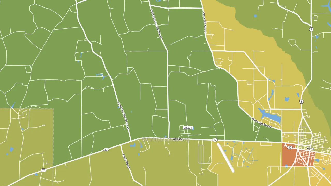 Guysie, GA Map of Drug-Related Crime Rates