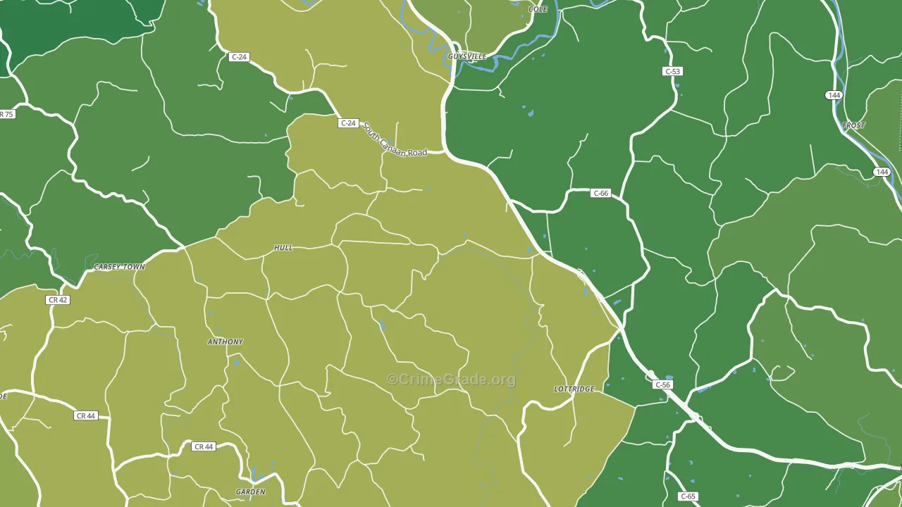 Guysville, OH Map of Drug-Related Crime Rates