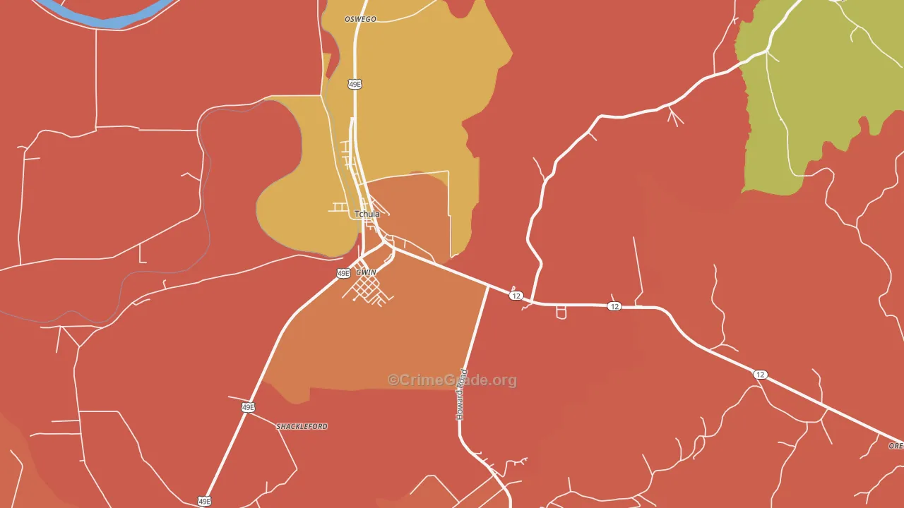 Gwin, MS Map of Drug-Related Crime Rates