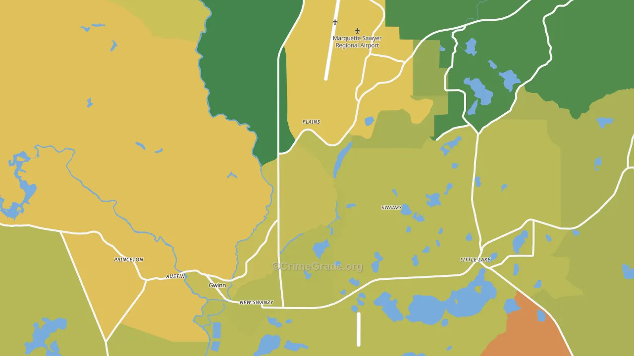Gwinn, MI Map of Drug-Related Crime Rates