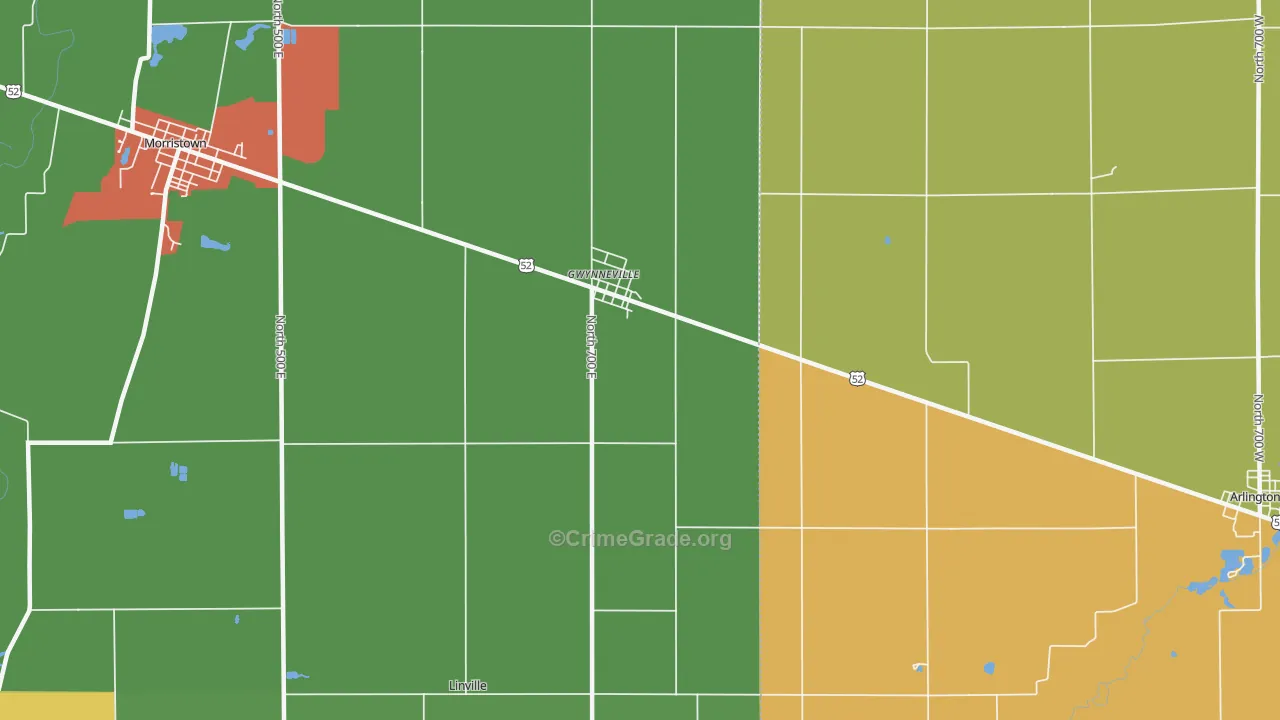 Gwynneville, IN Map of Drug-Related Crime Rates