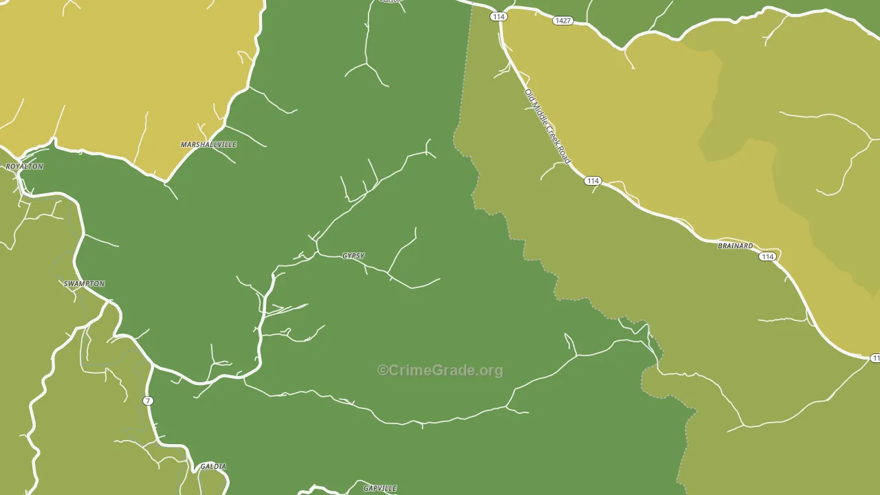 Gypsy, KY Map of Drug-Related Crime Rates