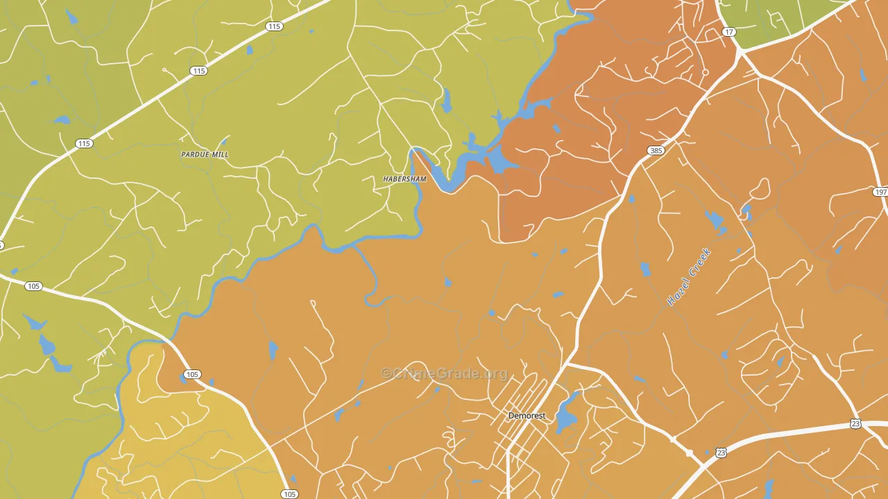Habersham, GA Map of Drug-Related Crime Rates