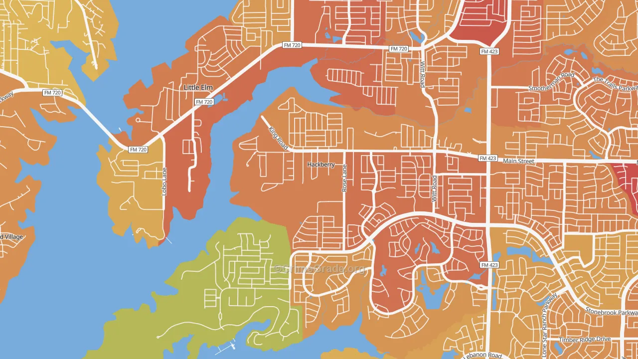 Hackberry, TX Map of Drug-Related Crime Rates