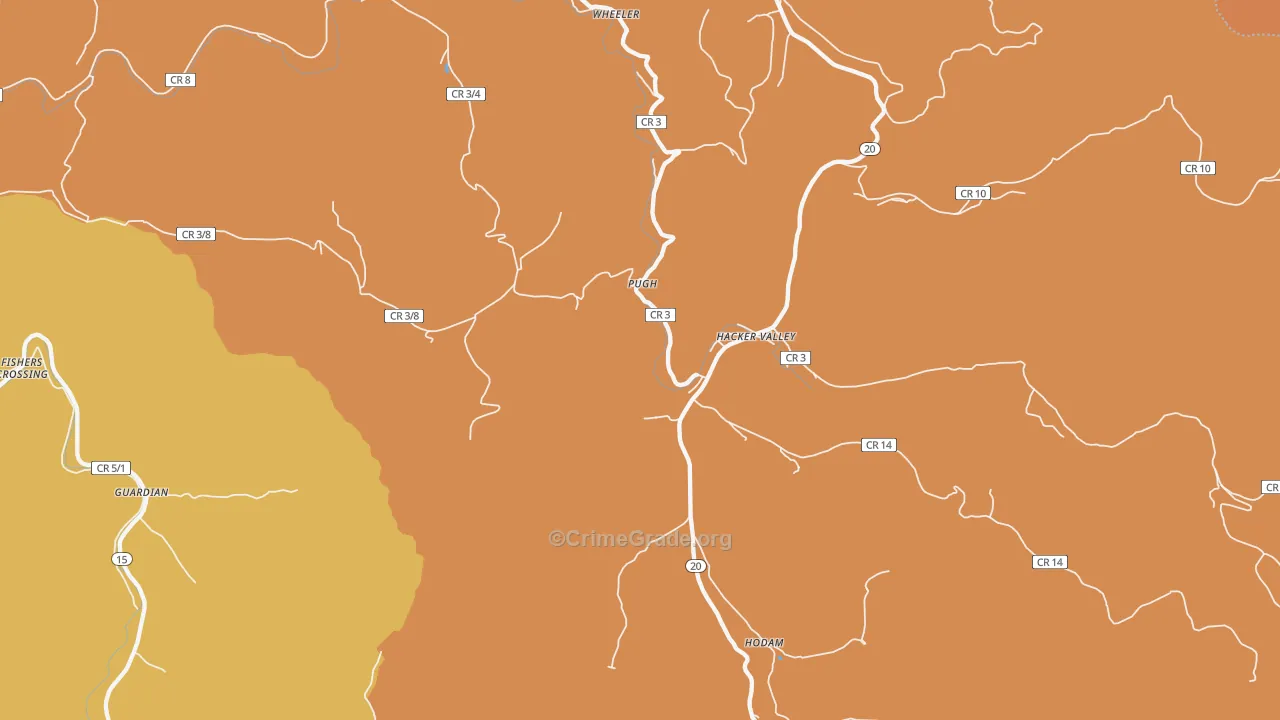 Hacker Valley, WV Map of Drug-Related Crime Rates