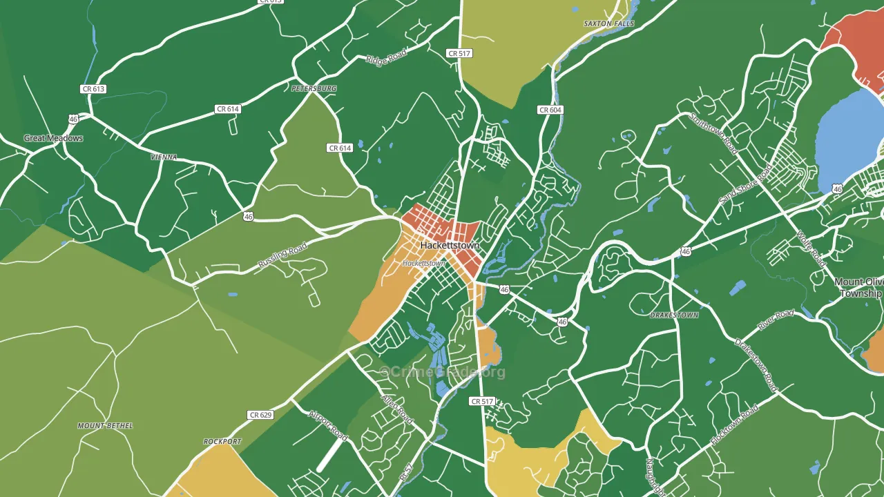 Hackettstown, NJ Map of Drug-Related Crime Rates