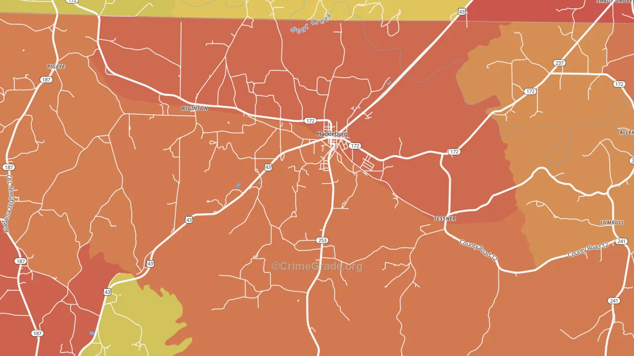 Hackleburg, AL Map of Drug-Related Crime Rates