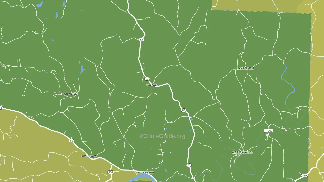 Hackney, OH Map of Drug-Related Crime Rates