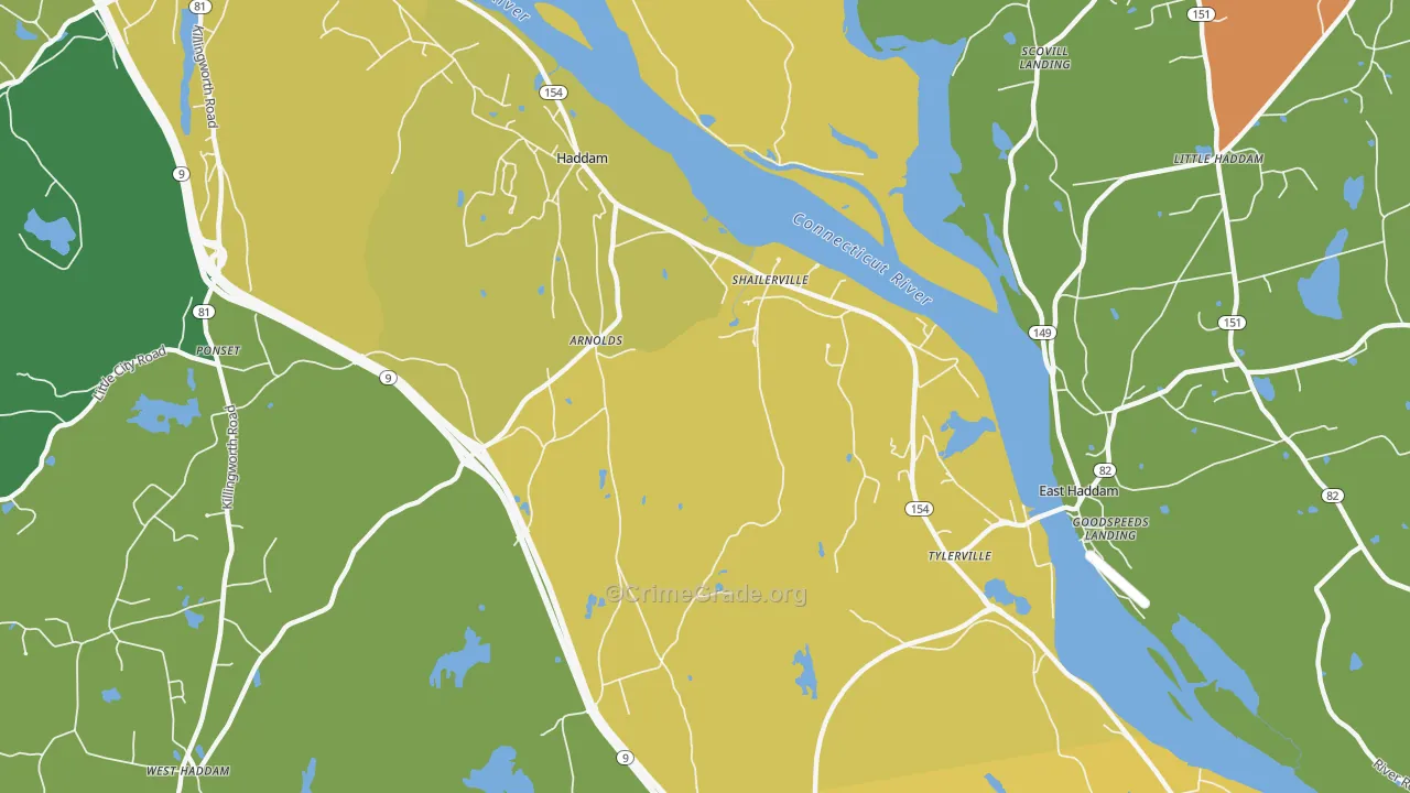 Haddam, CT Map of Drug-Related Crime Rates