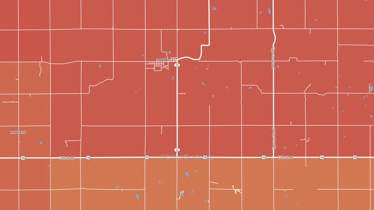 Haddam, KS Map of Drug-Related Crime Rates