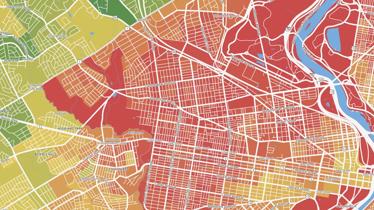 Haddington-Carroll Park, Philadelphia, PA Map of Drug-Related Crime Rates