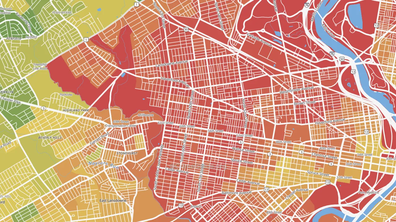 Haddington, Philadelphia, PA Map of Drug-Related Crime Rates