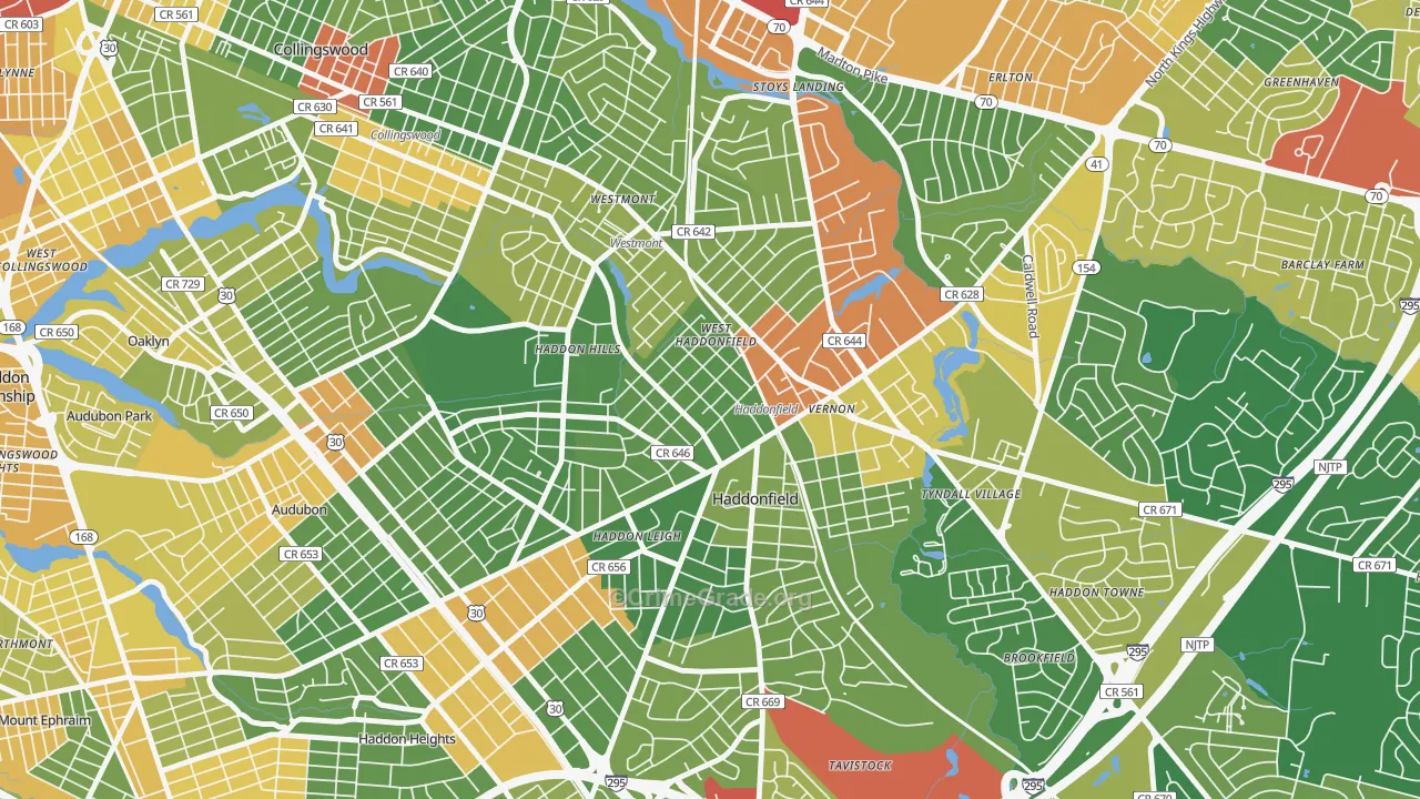 Haddonfield, NJ Map of Drug-Related Crime Rates