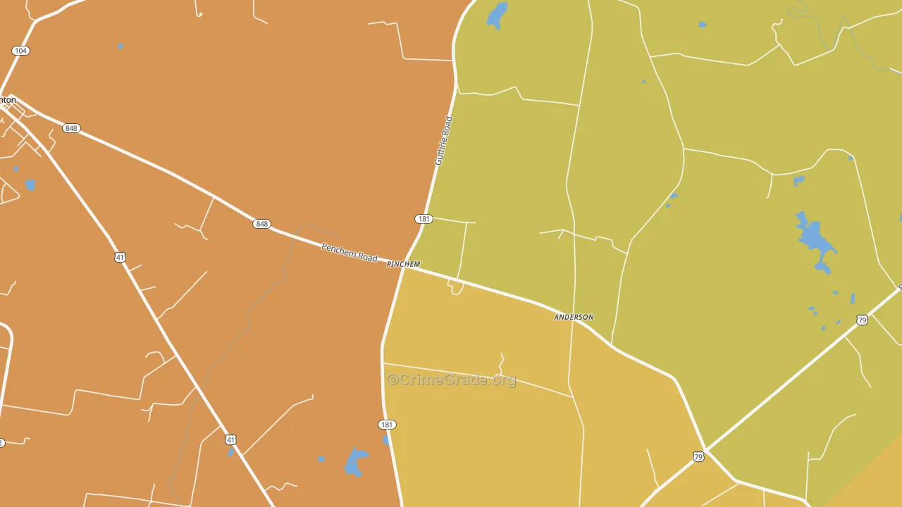 Hadensville, KY Map of Drug-Related Crime Rates