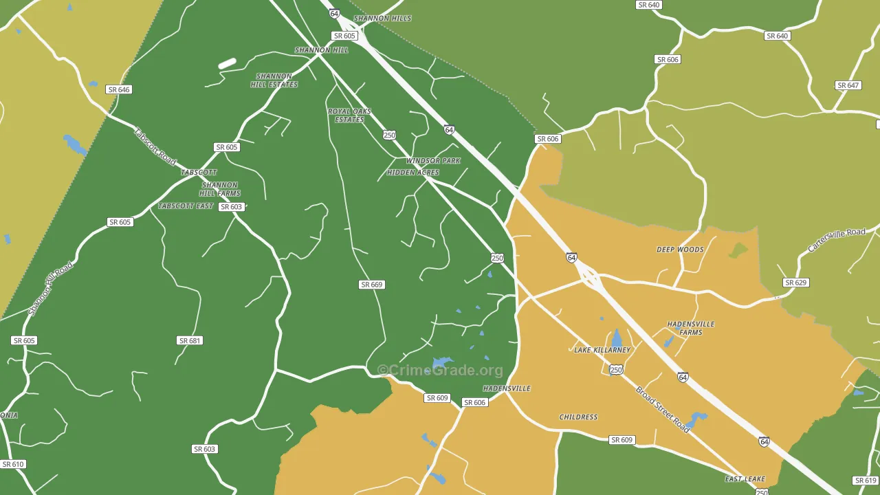 Hadensville, VA Map of Drug-Related Crime Rates