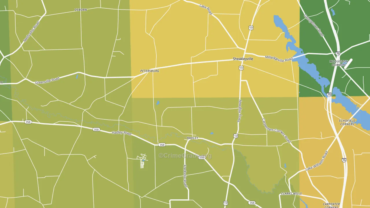 Hadley, PA Map of Drug-Related Crime Rates