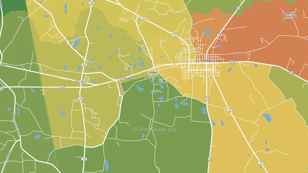 Hagan, GA Map of Drug-Related Crime Rates
