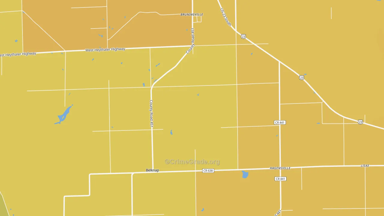 Hagensville, MI Map of Drug-Related Crime Rates
