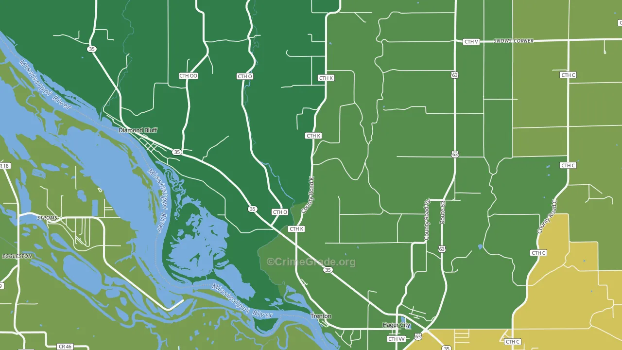 Hager City, WI Map of Drug-Related Crime Rates