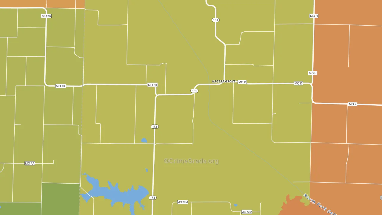 Hagers Grove, MO Map of Drug-Related Crime Rates
