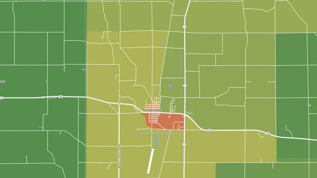 Hagerstown, IN Map of Drug-Related Crime Rates