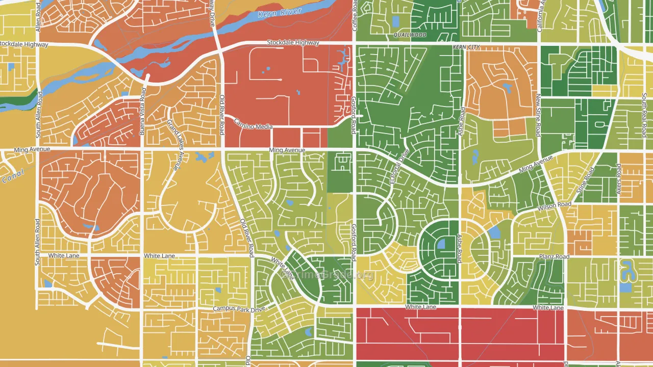 Haggin Oaks, Bakersfield, CA Map of Drug-Related Crime Rates
