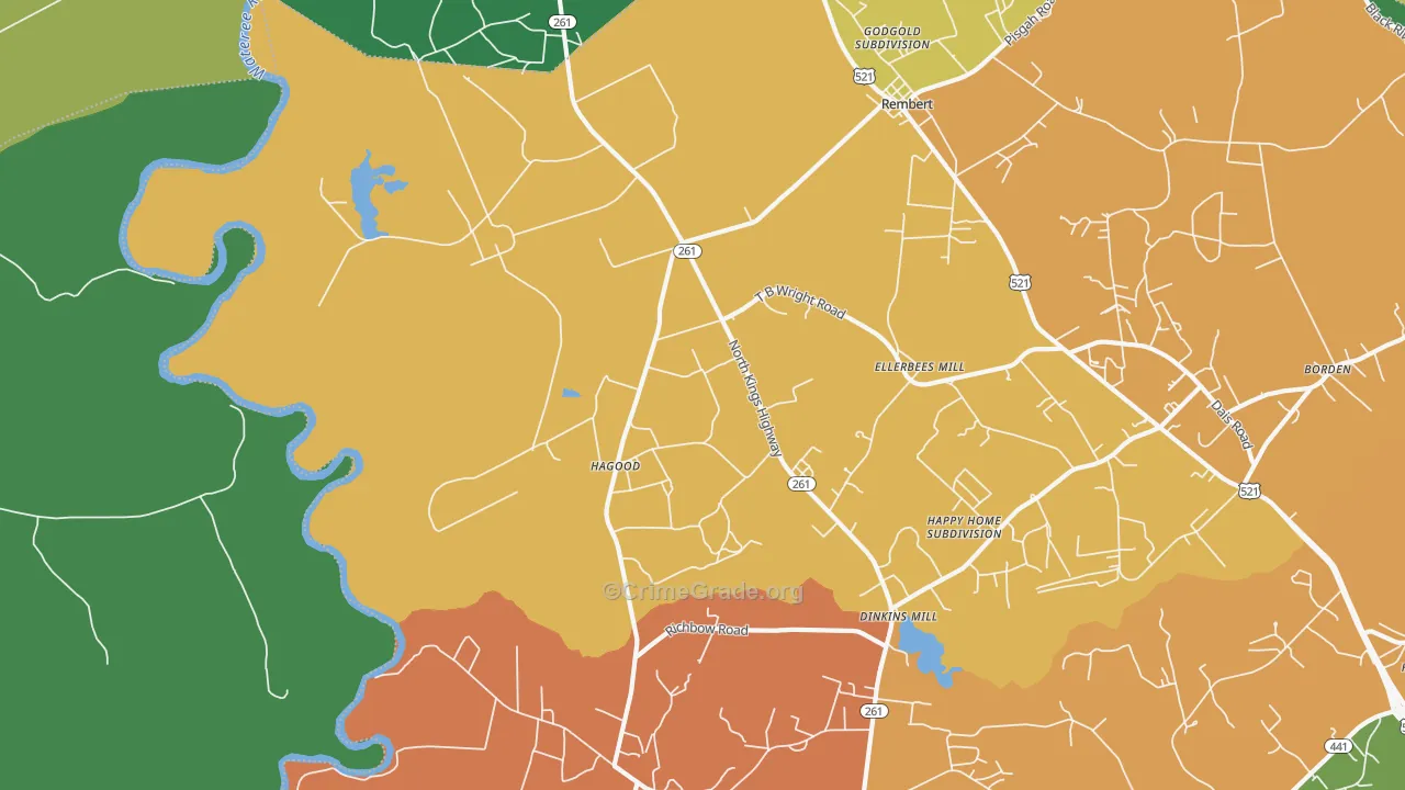 Hagood, SC Map of Drug-Related Crime Rates