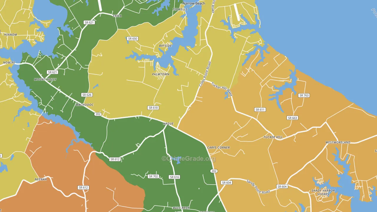 Hague, VA Map of Drug-Related Crime Rates