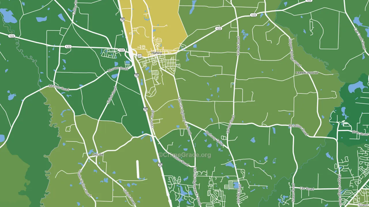 Hahira, GA Map of Drug-Related Crime Rates