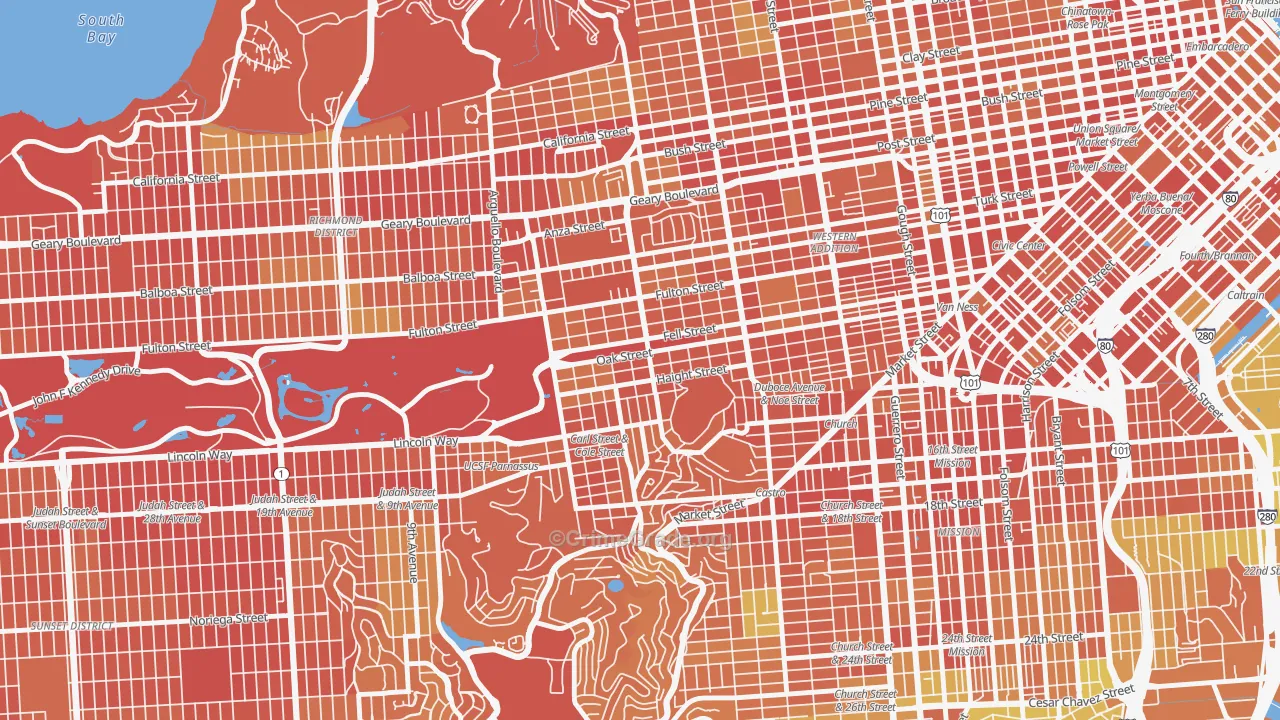 Haight-Ashbury, San Francisco, CA Map of Drug-Related Crime Rates
