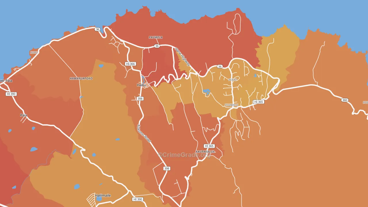 Haiku-Pauwela, HI Map of Drug-Related Crime Rates