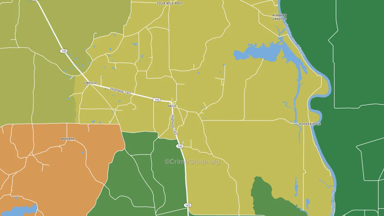 Haile, LA Map of Drug-Related Crime Rates