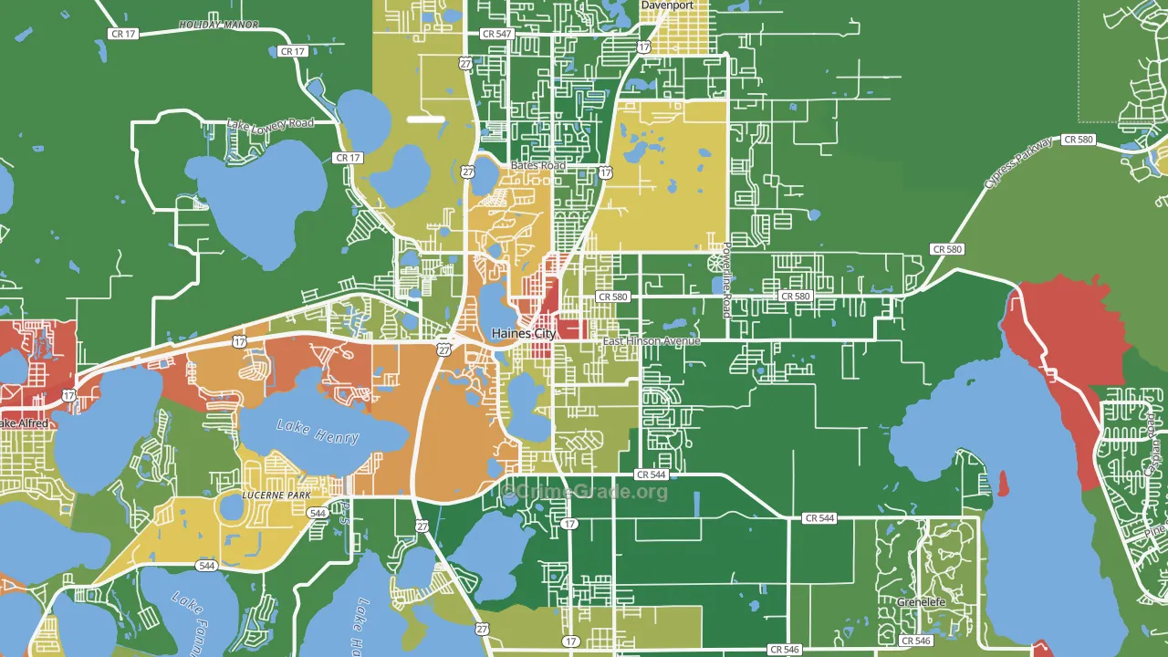Haines City, FL Map of Drug-Related Crime Rates