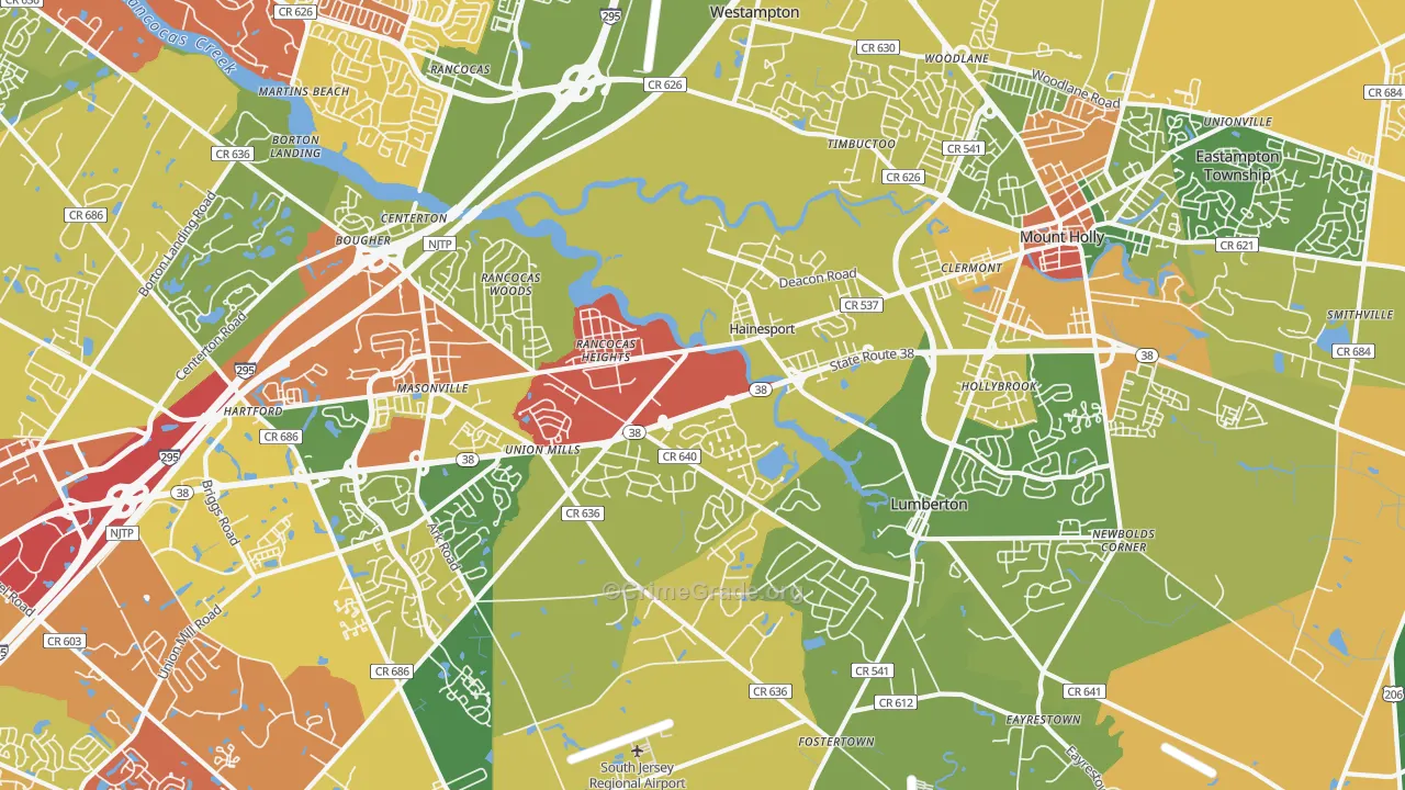 Hainesport, NJ Map of Drug-Related Crime Rates