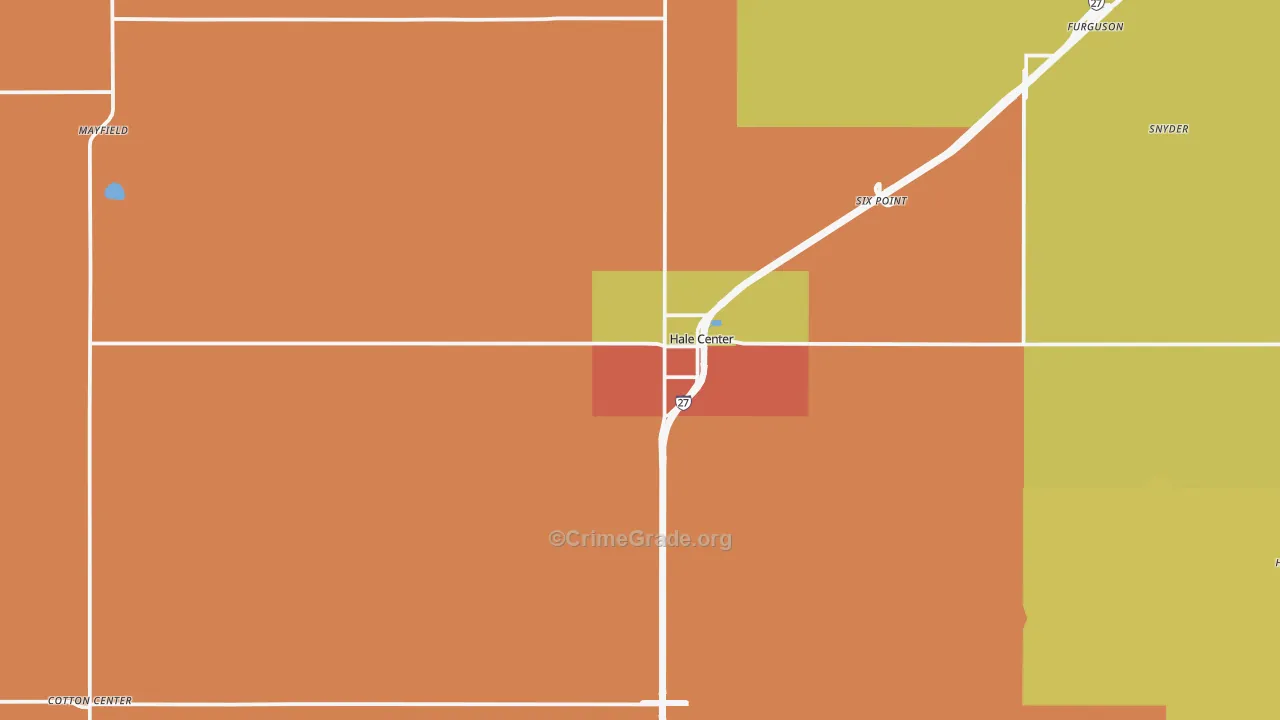 Hale Center, TX Map of Drug-Related Crime Rates