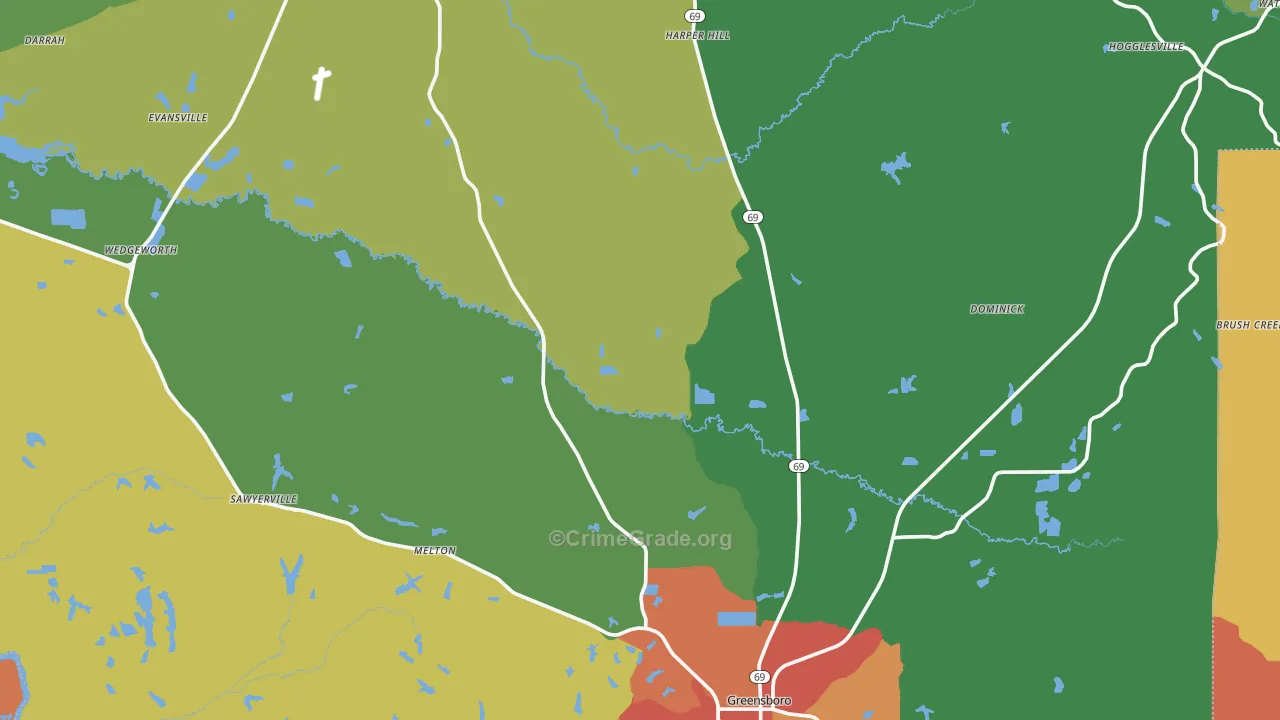 Hale County, AL Map of Drug-Related Crime Rates