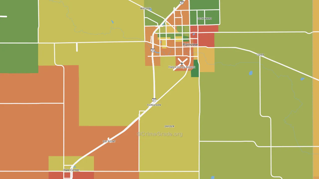 Hale County, TX Map of Drug-Related Crime Rates