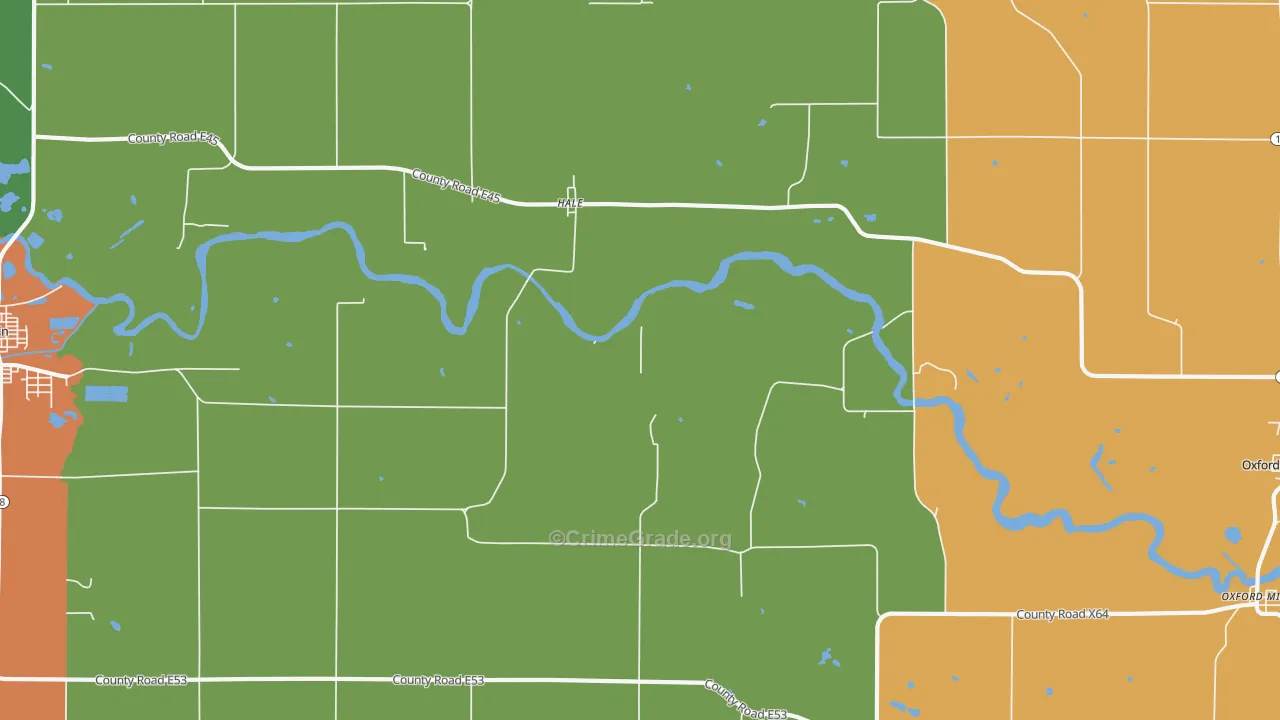 Hale, IA Map of Drug-Related Crime Rates