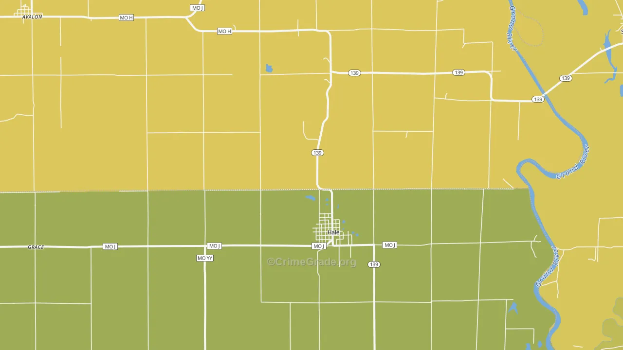 Hale, MO Map of Drug-Related Crime Rates