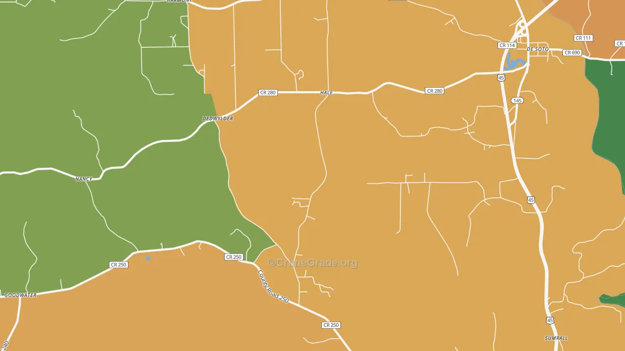 Hale, MS Map of Drug-Related Crime Rates